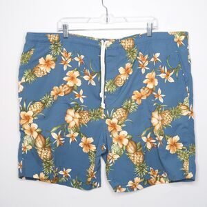 Tommy Bahama Mens Swim Trunks Size XXL Blue Yellow Hawaiian Pineapple Mesh Liner